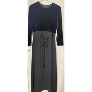 Vintage David Warren New York Black Velvet Maxi Dress Evening Gown Formal Party‎